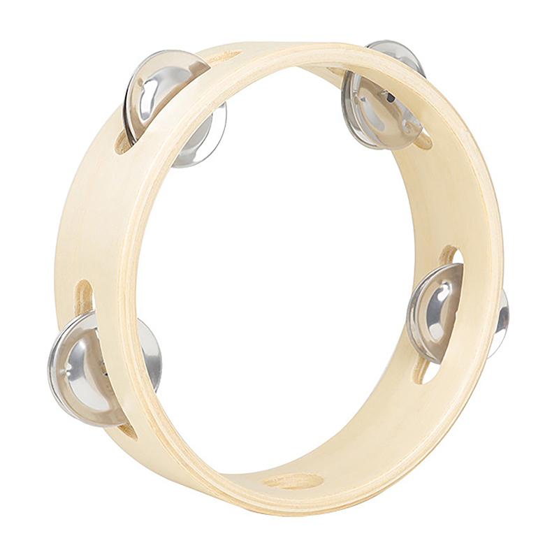 6 Inch Handbell Tambourine Metal Wooden Rattle Ball Percussion Hand Party