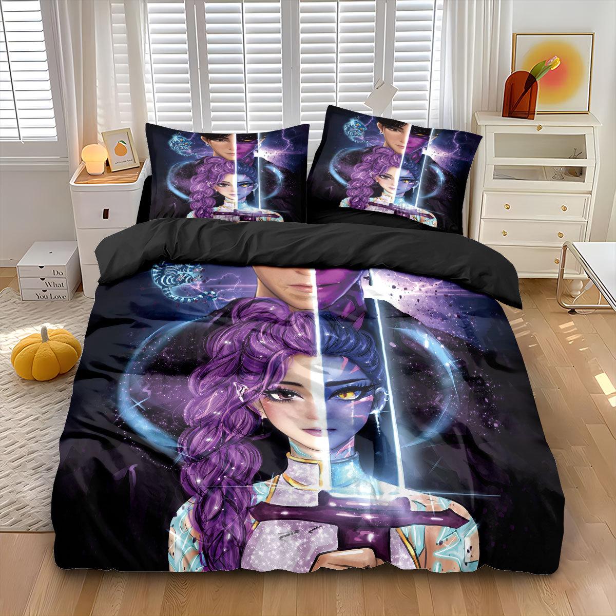 

Bedding Witch Hunters Pillowcase Quilt Cover Three-Piece 3D Digital Printing Kit 135x200cm