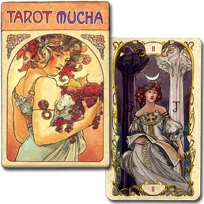 Cartas de tarô para adivinhação Tarot Mucha 78 folhas, livreto japonês incluso "Manual de bolso"