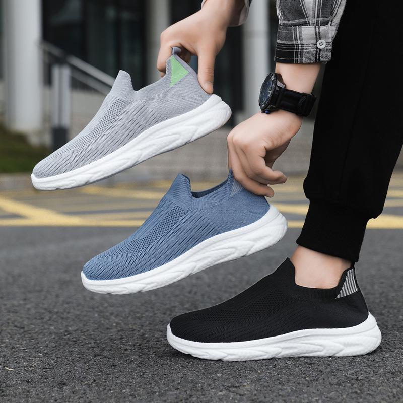 Men's Flyknit Mesh Slip-On Sports Shoes – Comfortable, Breathable, and Casual Walking Shoes