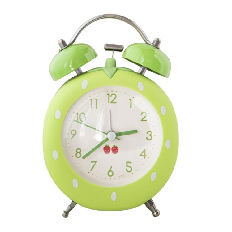 

Quiet Quartzs Strawberry Shape Alarm Clock Loud Twin Bells Night Light Heavy Sleepers Bedroom Living Room Home Decors зелений
