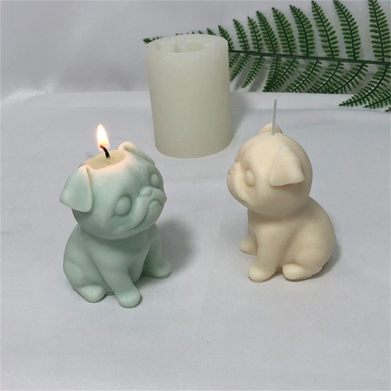 Bulldog Candle Mold for DIY Crafting Aromatherapy Candle Wax Soaps Moulds Pug Chocolate Mould