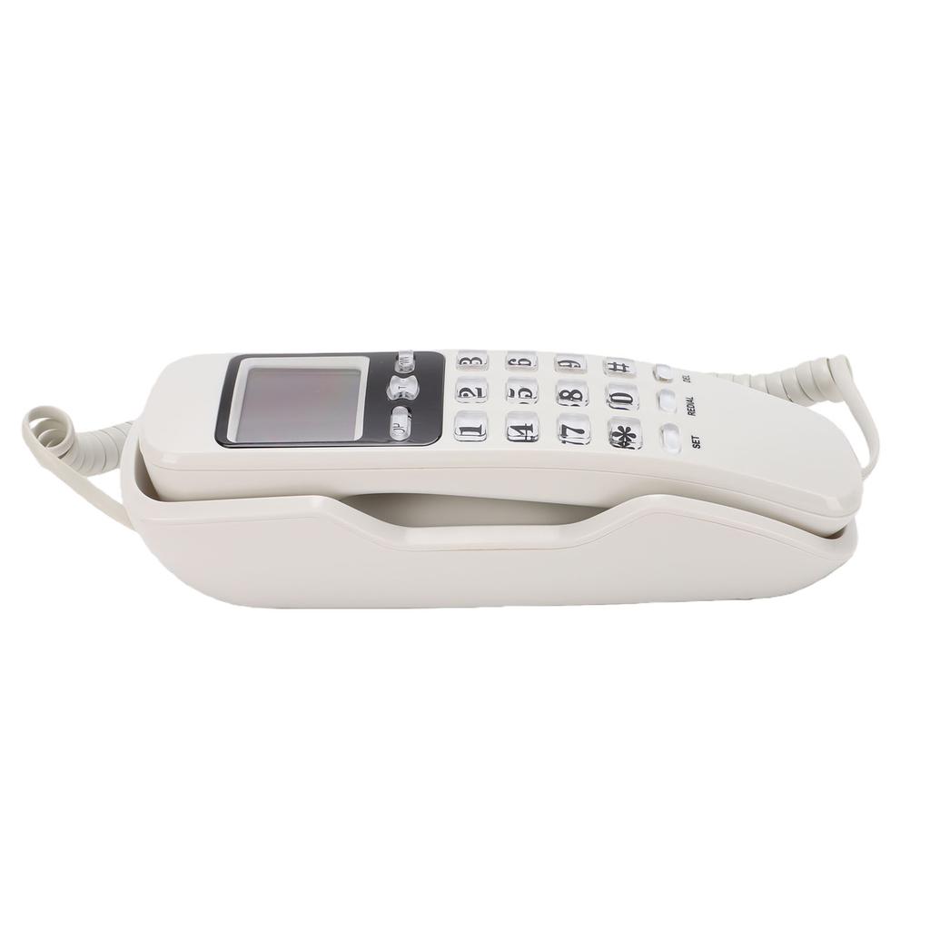 Wall Mountable Basic Corded Telephone Slimline Retro Wall Mounted Landline Telephone with DTMF Support for FSK CID Mini