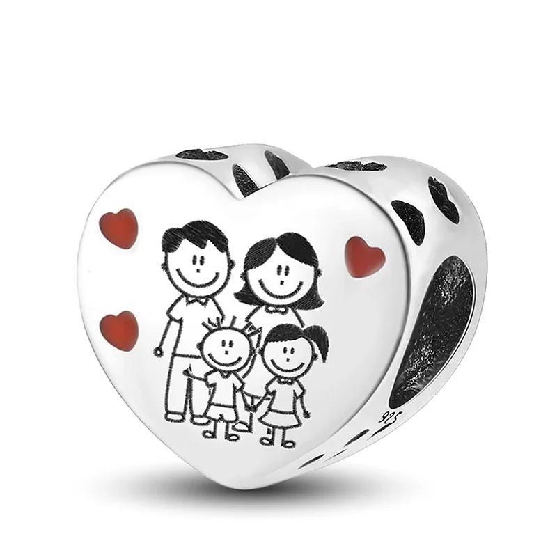 

Copper Love Heart Bouquet Mom Safety Chain Charms Bead Diy Bracelet Bangle Making Gift Of High Quality Fine Jewelry