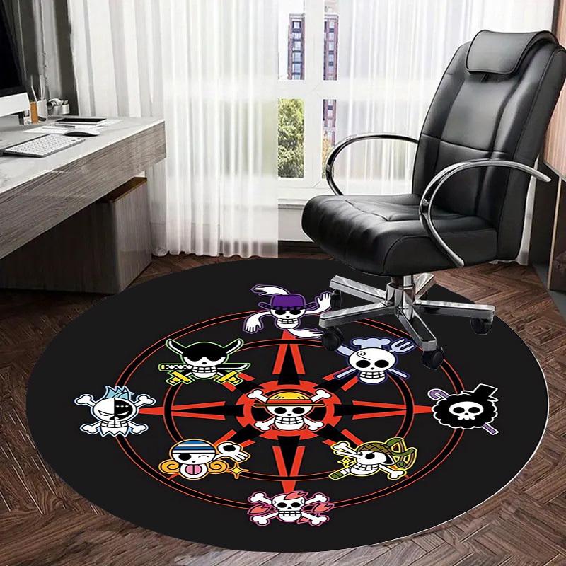 1pc One Piece Skulls Round Carpet, Made of Polyester,Perfect for Decorating Office Chairs, Living Rooms,fplt272