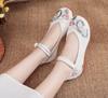 New Women's Embroidered Shoes Single Shoes Flower Cloth Shoes Women's Cheongsam Shoes Shoe Buckle White Red Black Shoes Matching