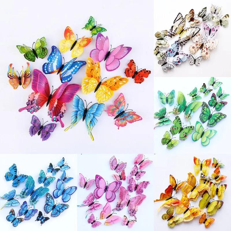3D Butterfly Wall Stickers Decor Butterflies for Wedding Decoration Magnet Fridge Decals Decoration Sticker Pvc Color Sticker