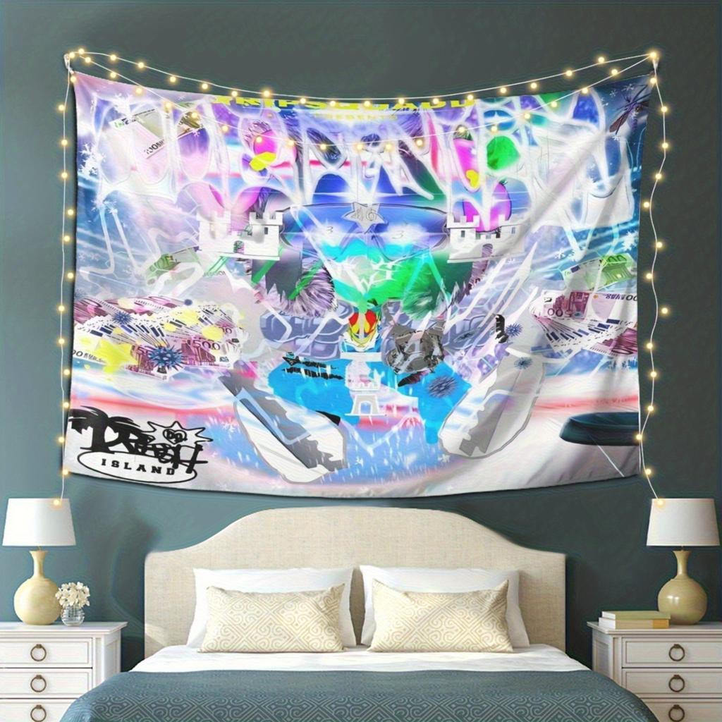 Cyber Y2K Mech Collage Tapestry, Trendy Cool Atmosphere Wall Art for Bedroom Decor