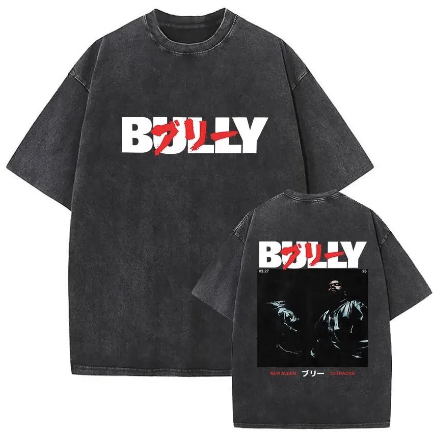 Kanye West Bully T-shirt Grafica Lavata Vintage Oversize Unisex Cotone