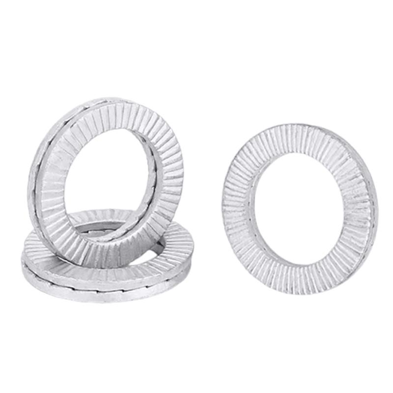 304 Stainless Steel Double-Stacked Self-Locking Washer with Serrations