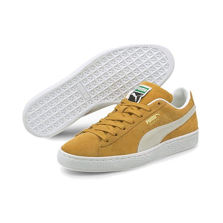 Puma Suede Classic 21 Unisex Honey Mustard White Sneakers 374915-05