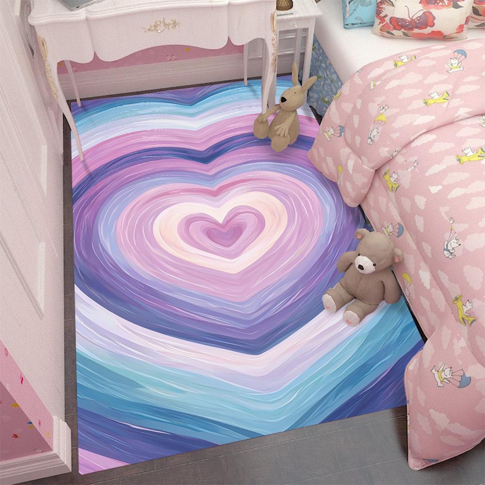 

Sweet Heart Pattern Large Area Rug Pink Purple Line Art Design Carpet Floor Mat for Bedroom Kids Room 40x60cm
