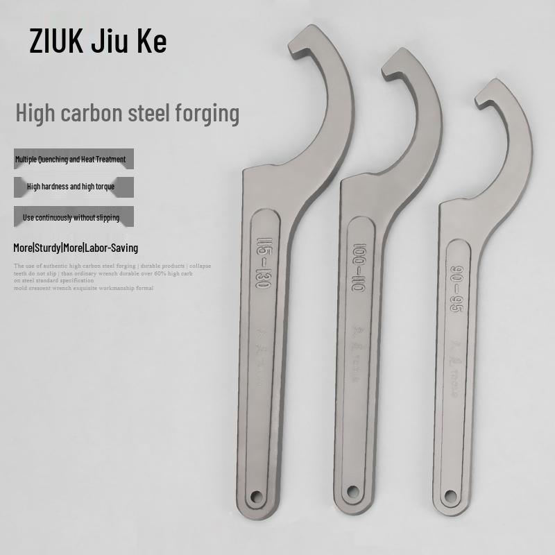 Hook Head Crescent Wrench for Semi-Circular Nut with Shock Absorber