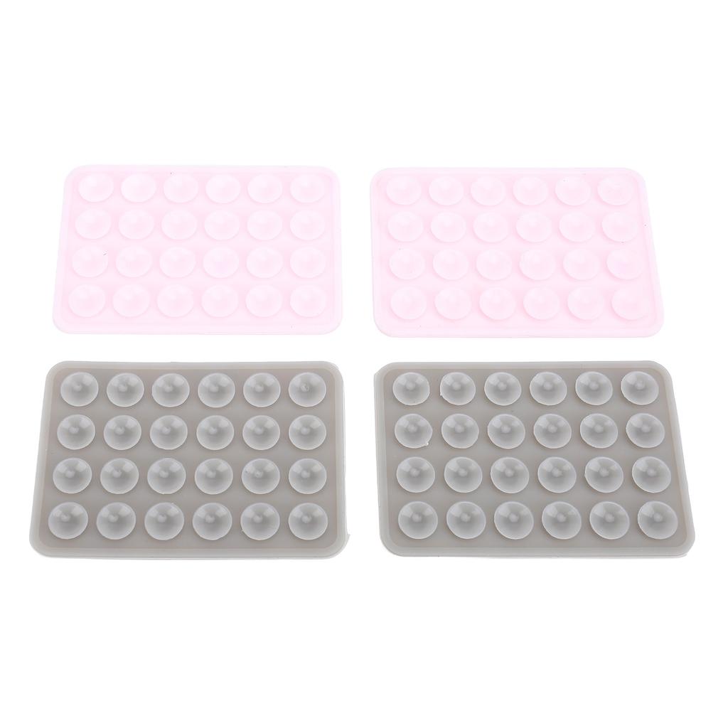 4pcs Silicone Suction Phone Case Easy To Use Multi Functional Phone Suction Grip Holder Pink Grey