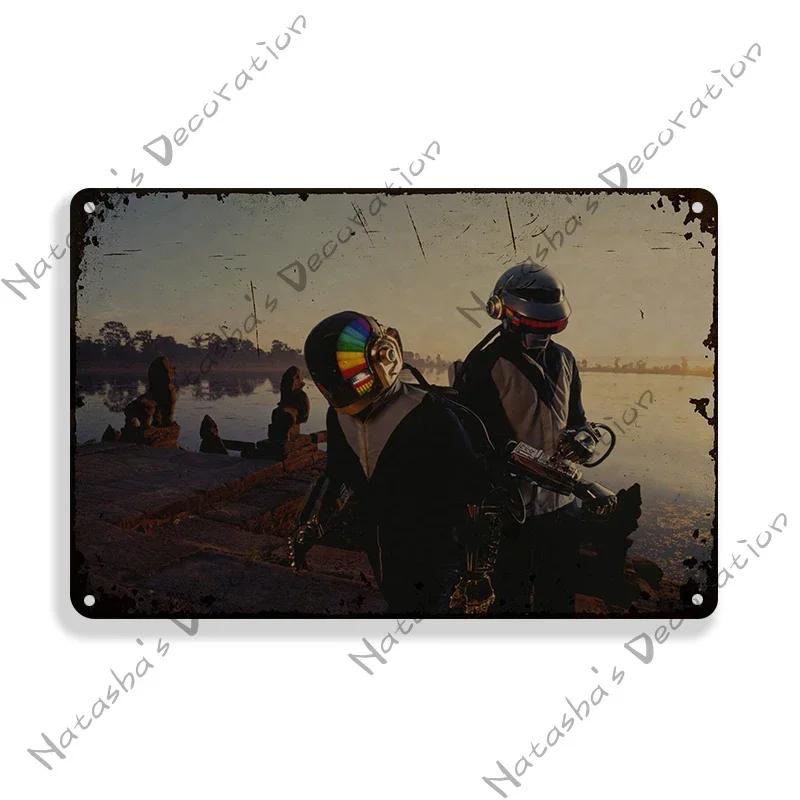 Daft Punk Vintage Poster Rock Music Metal Sign Retro Poster Metal Plaque Pub Bar Club Bedroom Decorative Plate Music Wall Decor