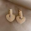 Fashion Pearl Heart-shaped Earrings Elegant Geometric Heart-shaped Pendant Earrings 2 Styles of Wearing Style Jewelry Earring