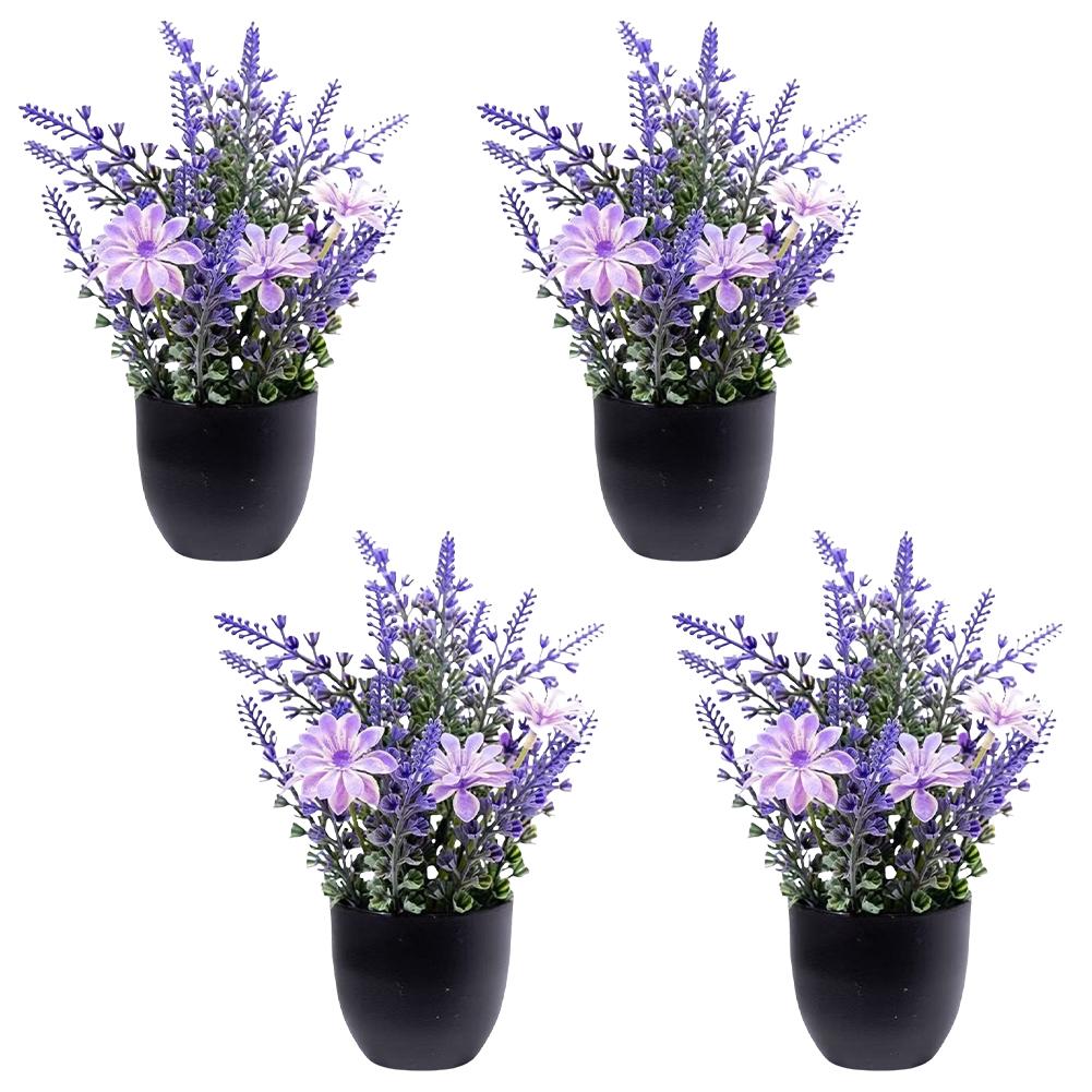 4pcs Lavender Artificial Plants In Pots Perfect Greenery for Home and Office Decor Compact and Maintenance Solution