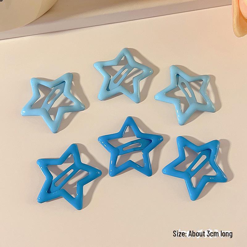 

Синяя шпилька для волос Y2K в форме пятиконечной звезды - Dopamine Small Clip для боковой челки