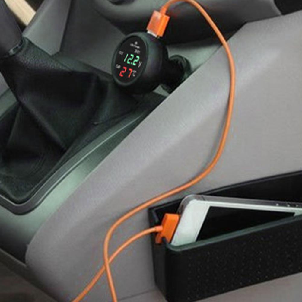 3 In 1 12/24V Car Auto LED Digital Voltmeter Gauge Thermometer USB Charger LED Digital Voltmeter Gauge Thermometer