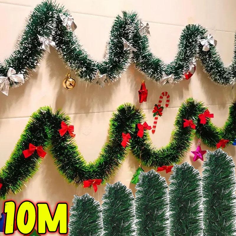Christmas Tinsel Garlands Decoration Bar Tops Ribbon Garland with Bowknot Xmas Tree Ornaments Party Home Decor Pendant Prop