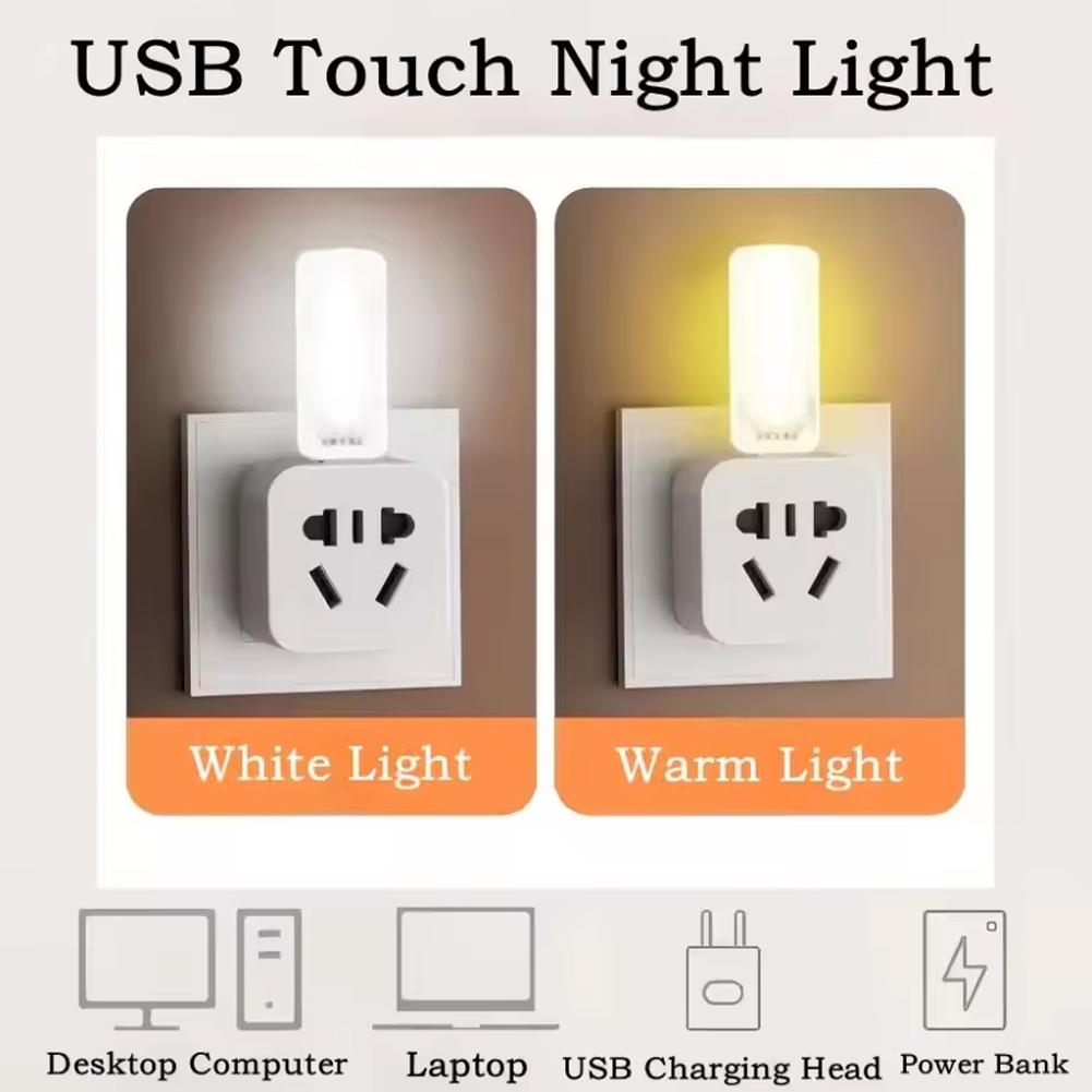 10 LED Touch Dimming USB Night Light 5V Portable 3000K/6500K For Bedroom Study PC Laptop Mobile Power Bank Plug In Lighting