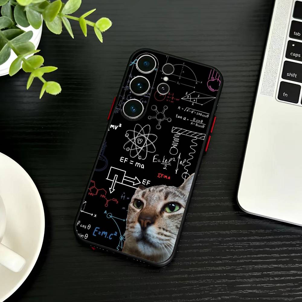 

Thinking Cat Animal Phone Case For Samsung S26,S25,S24,S23,S22,S21,S20,Ultra,Plus,FE Black Soft Cover Samsung S20plus5G