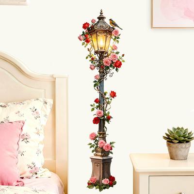 1 rinkinys permatomi PVC lipnūs sienų lipdukai, vandeniui atsparūs pastato lipdukai namų svetainei, miegamojo sienų dekoravimui, gatvės žibintas 600x300mm