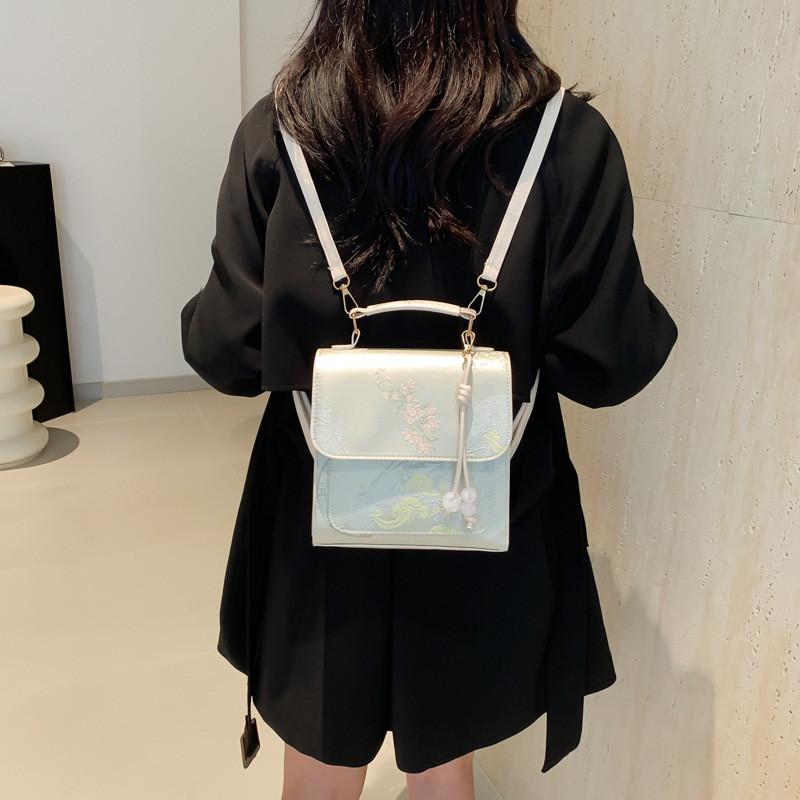 Chic Mid-sized Double Strap Backpack For Girls In Black Green Pink And White Colors