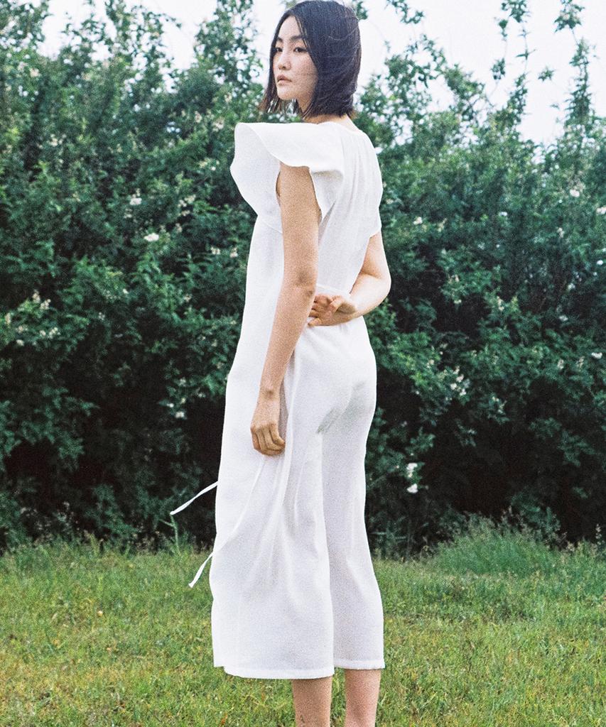 Kamdaun Sheer Long Dress - White
