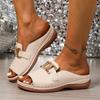 New large size women's fashion platform slippers metal chain platform women's sandals