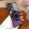 Glitter Shockproof Silicone Case For Samsung S25 S24 FE S23 A06 A16 A55 A56 Mirror Holder Stand Soft Case For Galaxy A36 Cover