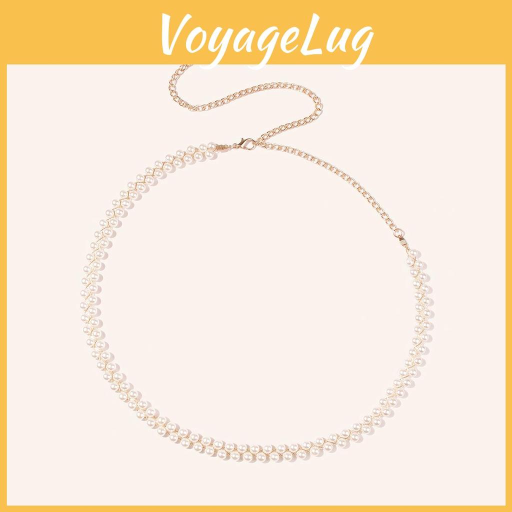 Double Row Pearl Waist Chain With Gold Thread For Women Elegant Summer Party Outfit