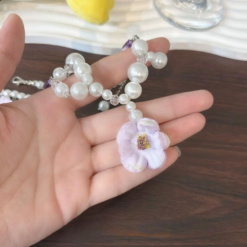 [Dai Color Raw Fragrance] Purple Flower Imitation Pearl Necklace Spring and Summer Atmosphere Niche Design Versatile Elegant Necklace
