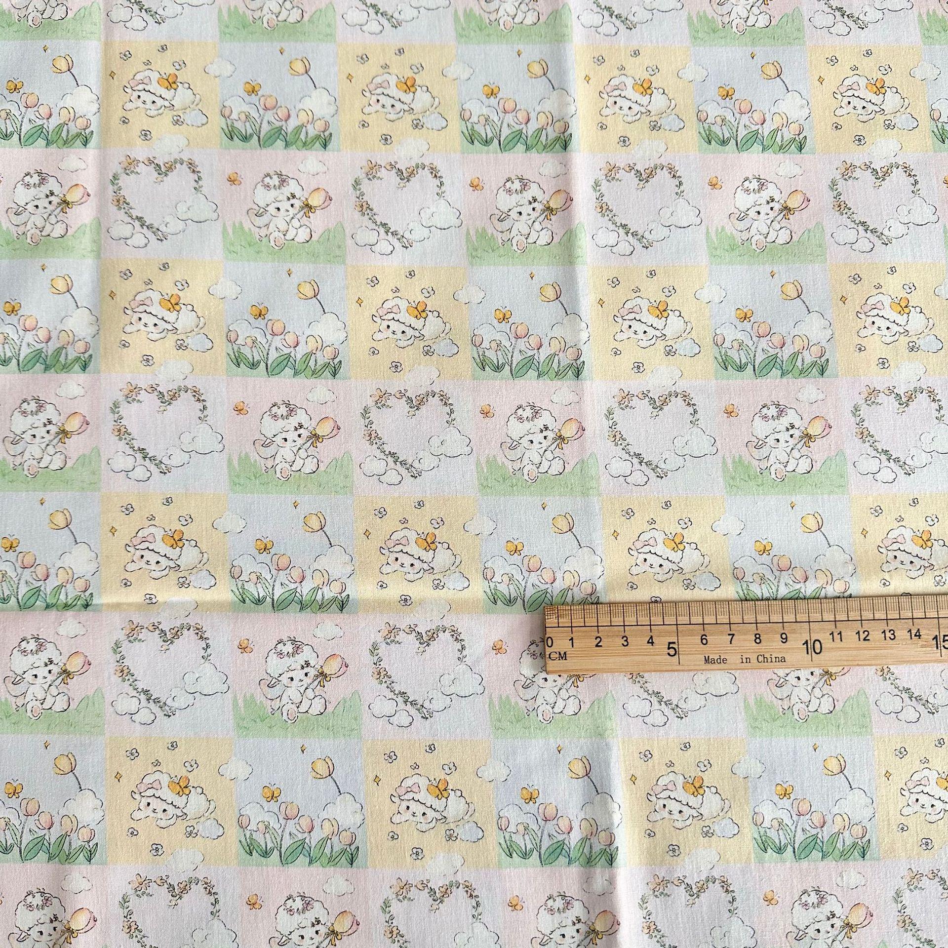 

100% Cotton Digital Print Korean Style Cartoon Animal & Floral Fabric for Women s Clothing, Children s Wear, Family Outfits, Homewear & DIY Projects 95 cm