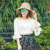 New women's sunshade, beach hat women, split-ended big bow fashion travel sunscreen big edge straw hat