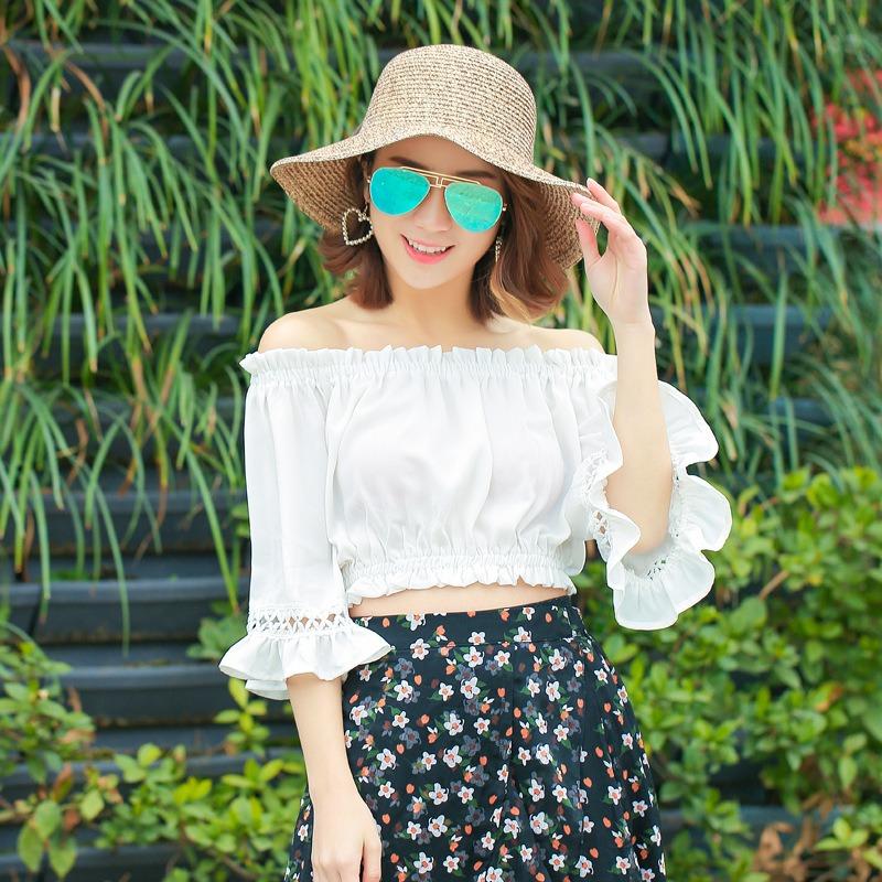 New women's sunshade, beach hat women, split-ended big bow fashion travel sunscreen big edge straw hat