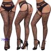 New style open crotch lace transparent suspender black silk sexy fishnet stockings non-slip one-piece suspender belt for women