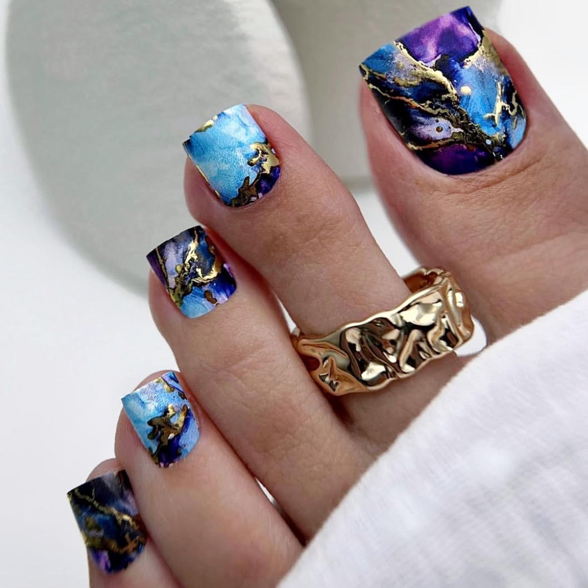 

Marble Pattern Summer Fashion Removable Fake Toenail Tips