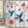 Beautiful Flower And Bird Printed Shower Curtain Partition Privacy Hanging Home Decoration Curtain With Hooks Machine Washable