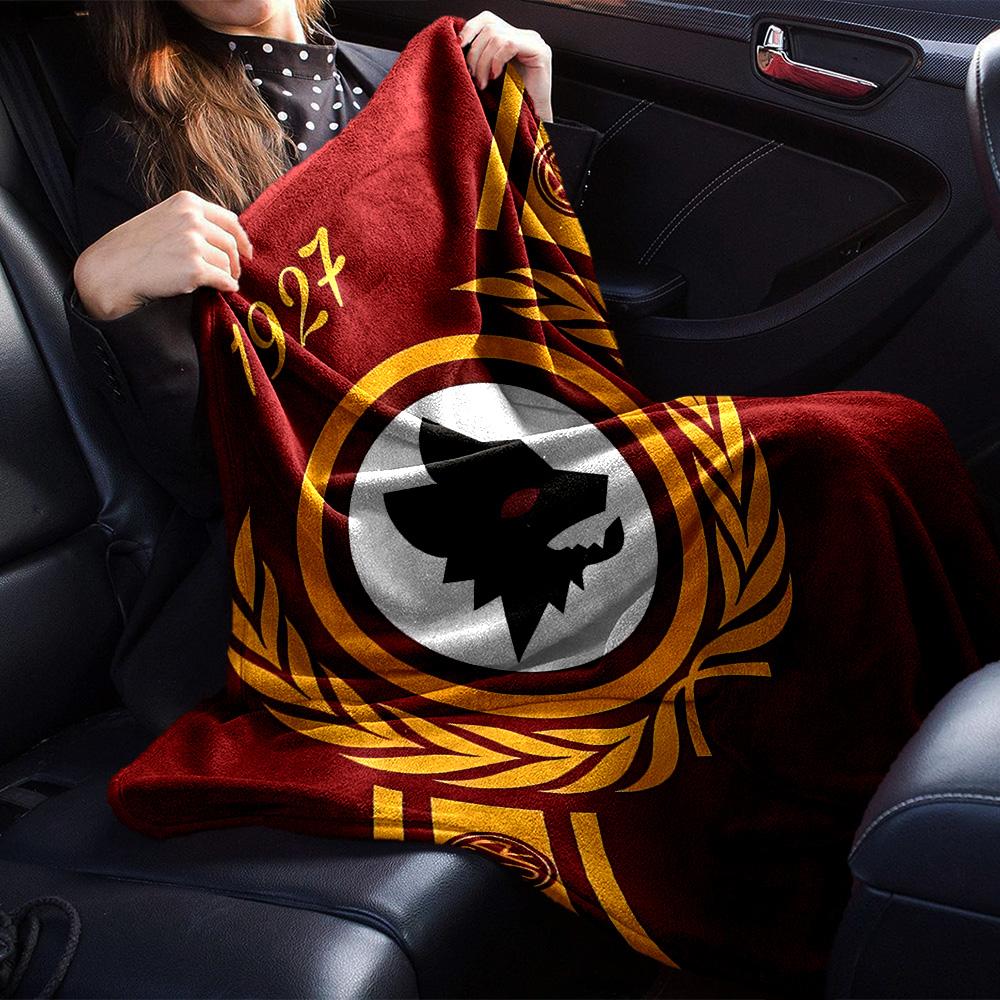 Coperta in Flanella con Emblema AS Roma, Morbido Poliestere, Design Moderno, Per Tutte le Stagioni, per Campeggio, Viaggi, Regali per Feste o Compleanni