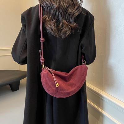 Faux Suede Party Bags for Women Hobo Shoulder Bag Single Crossbody Sac Underarm Dumpling Sweet Kidney Bags  Fashion New