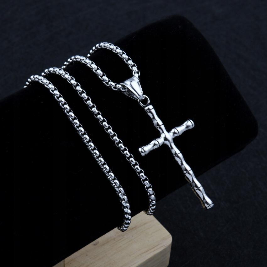 Necklace Silver Steel Chain Cross 324