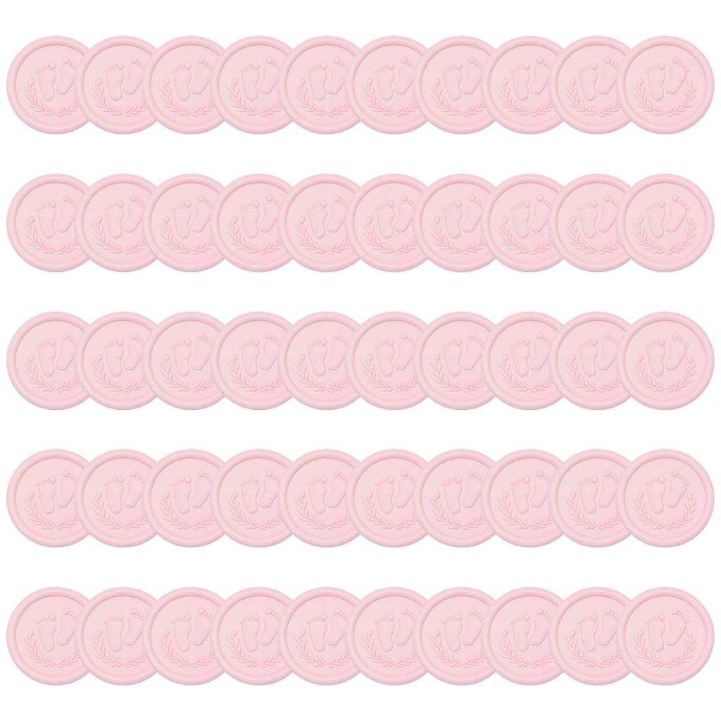 50Pieces Adhesive Wax Seal Sticker Featuring Infant Footprint Ideal for Party Invitations Card and Craft Projects