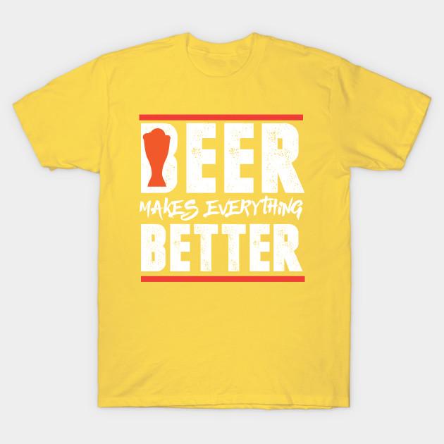 New Fashion Men T Shirt Beer Makes Everything Better Print Short Sleeve Tops Tees Casual