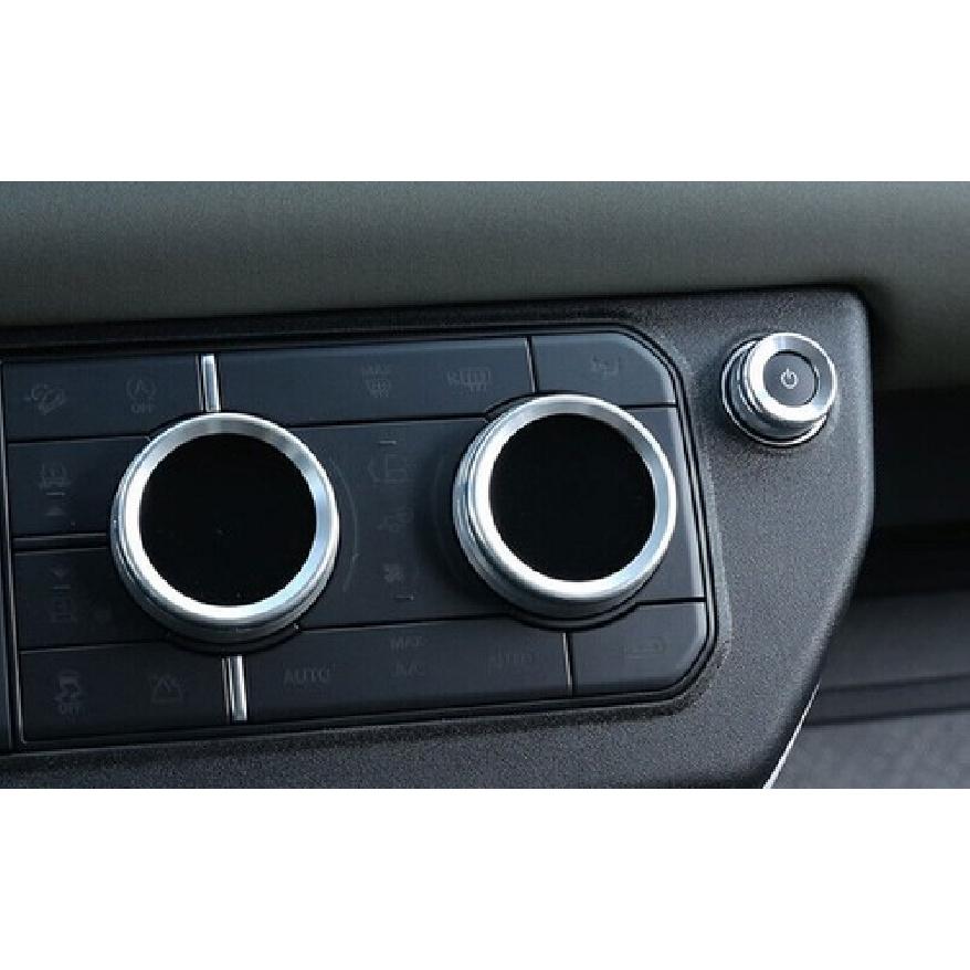For Defender 110 - Silver Aluminum Central Console Ac Knob Cover Trim 3X