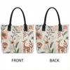  Floral Deer Print Tote Bag Cute Casual Large Capacity Shoulder Handbag for Daily Use