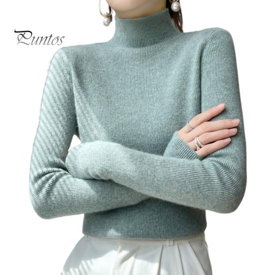 

Женские топы с высоким воротником и длинным рукавом, облегающие трикотажные топы с ребристым краем, однотонный свитер на каждый день M мятный зеленый