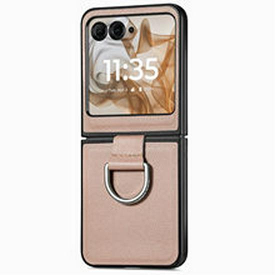 Funda de Cuero Moto Razr60 Ultra con Ranuras para Múltiples Tarjetas y Soporte de Anillo