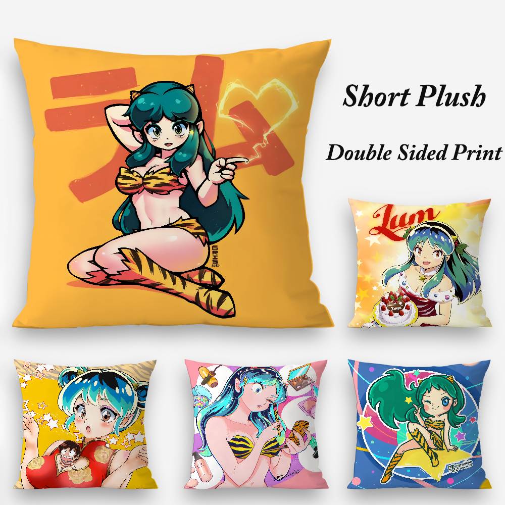 Anime Game U-Urusei Yatsura Pillow Case Plush Fabric Soft Double Sided Print Sofa Cushion Cover Throw Pillow Covers