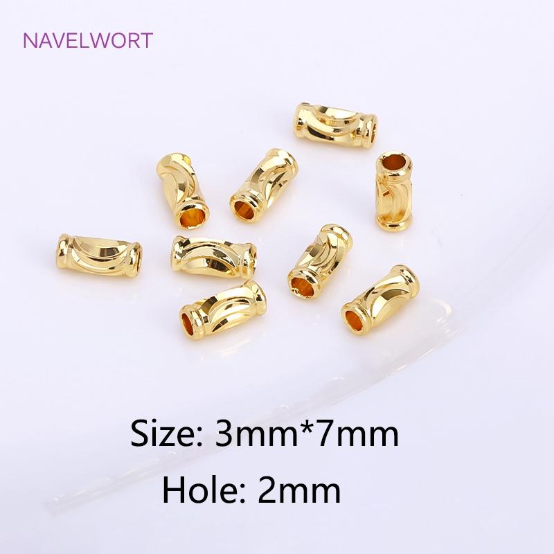 18K Gold Plated Röhrenperlen Abstandshalter Perlen, Zubehör Für Schmuck, Messing Streifenperlen DIY Armband Halskette Herstellung Zubehör Großhandel